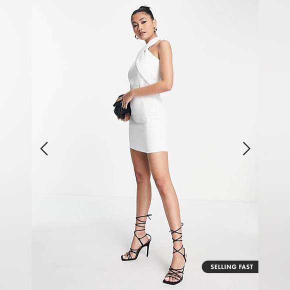 ASOS DESIGN halter mini dress in textured crepe - Picture 4 of 7